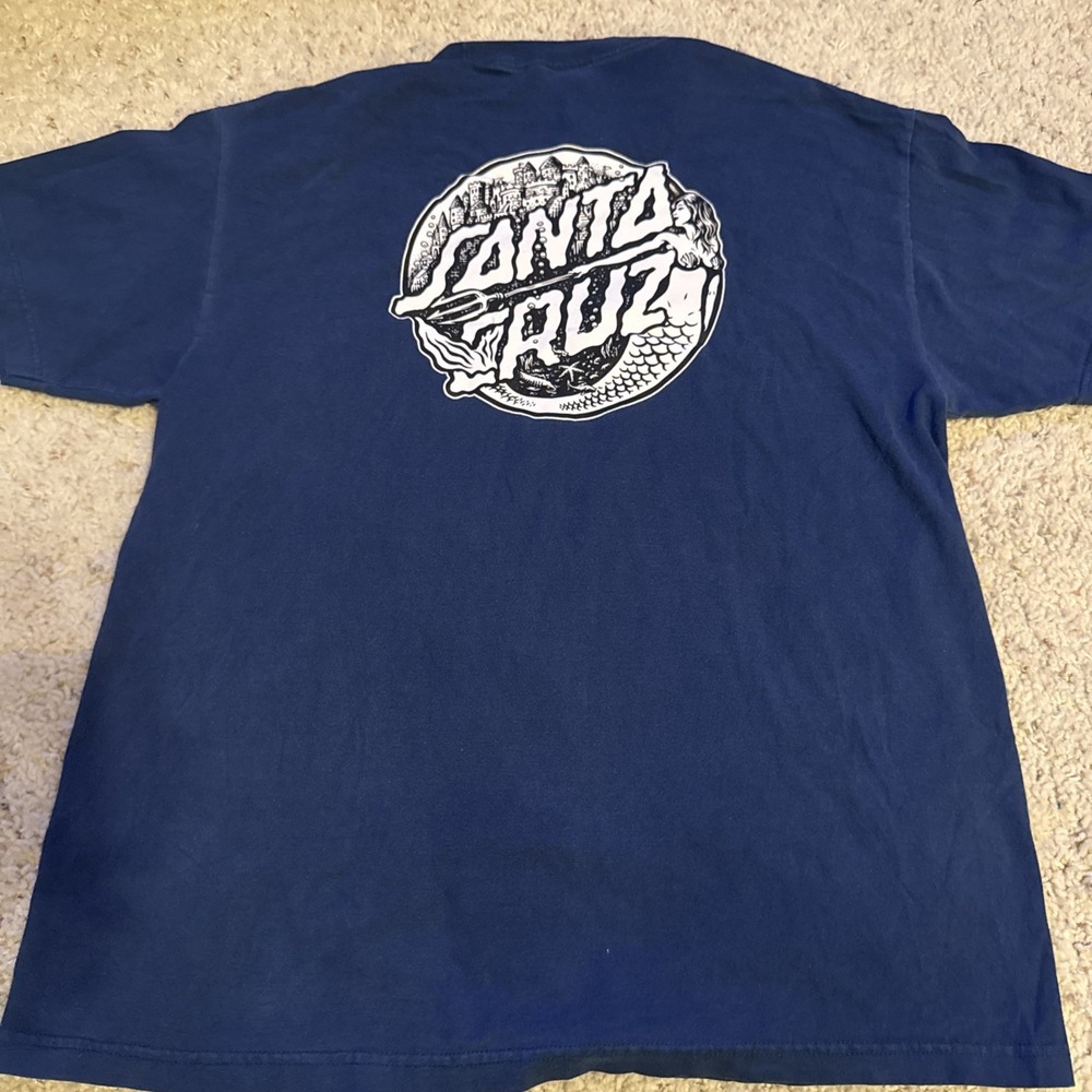 Santa Cruz Skateboards Mermaid & Castle Dot Blue T-shirt XL - Picture 2 of 7